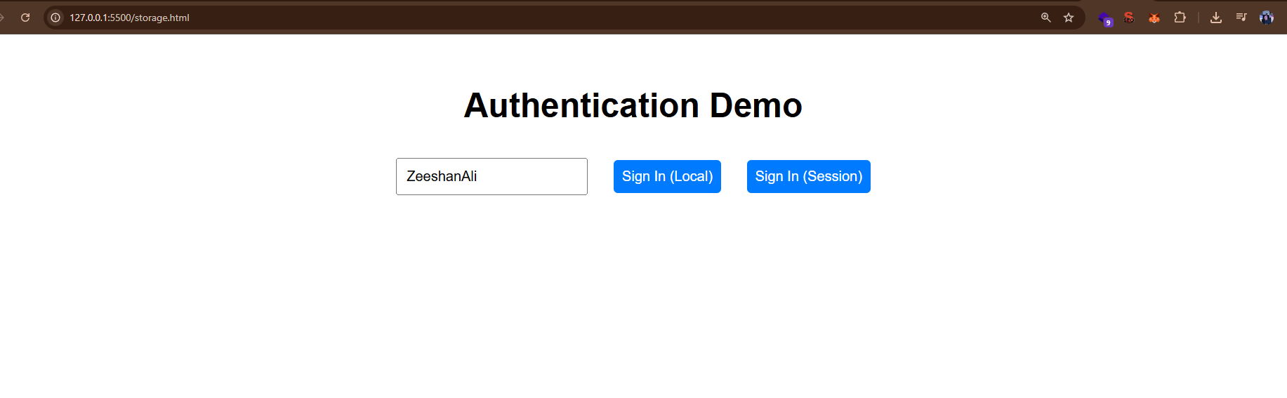 Sign-In with Local Storage